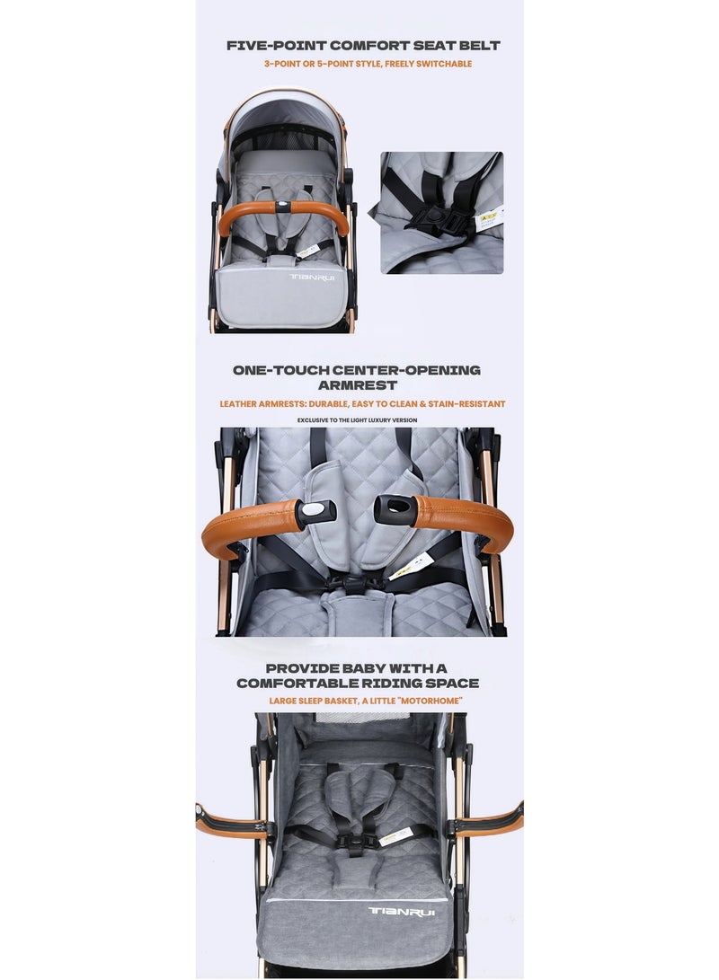 One-click Foldable Ultra Lightweight Travel Stroller with Absorbent Multi Position Reclining Seat Adjustable Canopy Foldable Storage Basket Foldable Gear for Airplane NO.1104 - Image 5
